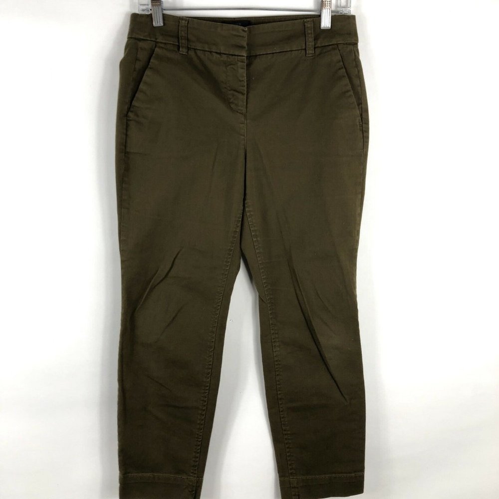 J. Crew Petite Pants Women's Size 8P Cameron Skinny Green Dress Slacks Mid Rise